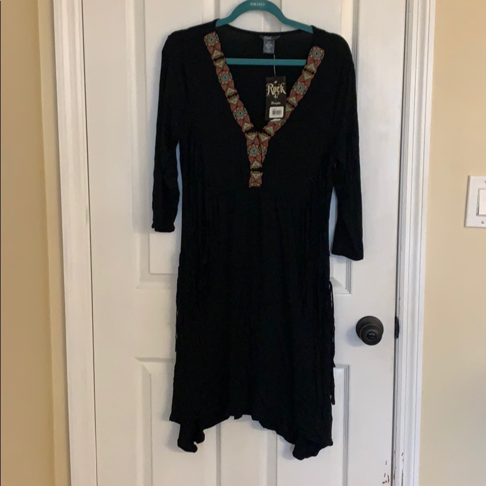 Wrangler fringe dress-black with fringe